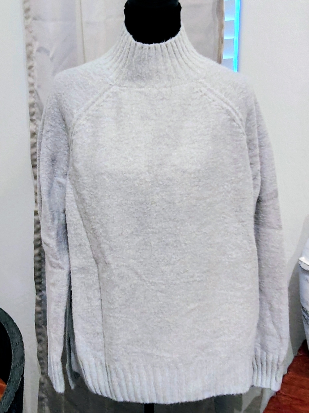 It's Our Time Cream Ribbed Mock-Neck Sweater